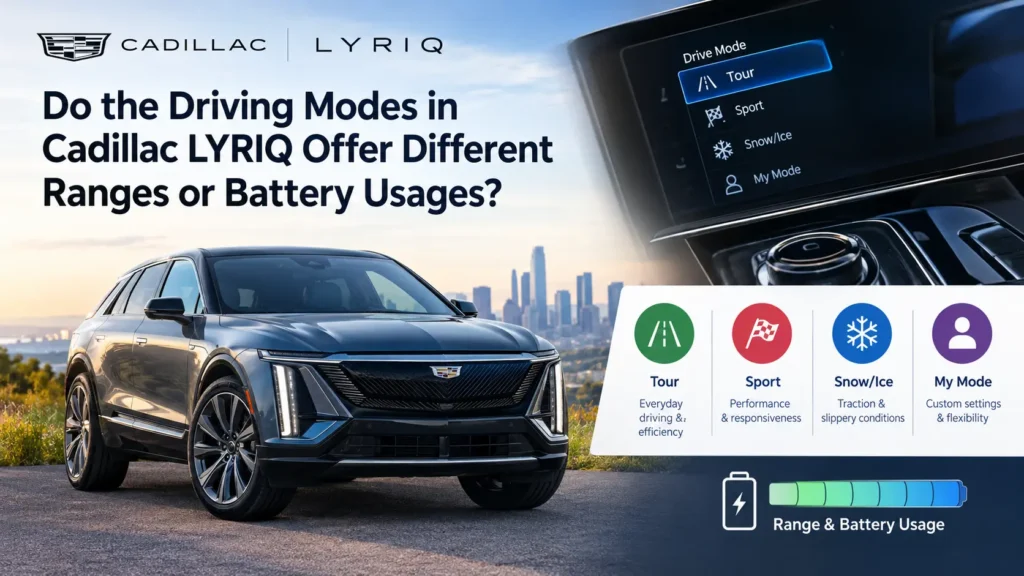 Do Cadillac LYRIQ Driving Modes Affect Range and Battery Usage